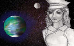 Adhara mit ihrem Planeten