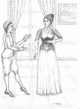 Adhara bei der Harnisch anprobe